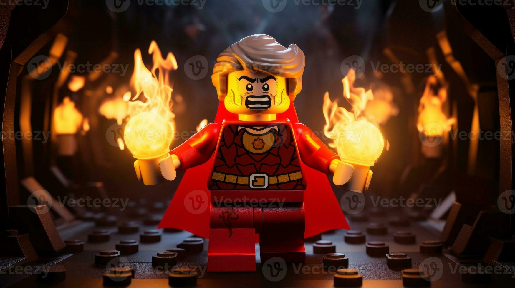 Lego heroes teaming up to save the world AI Generative photo