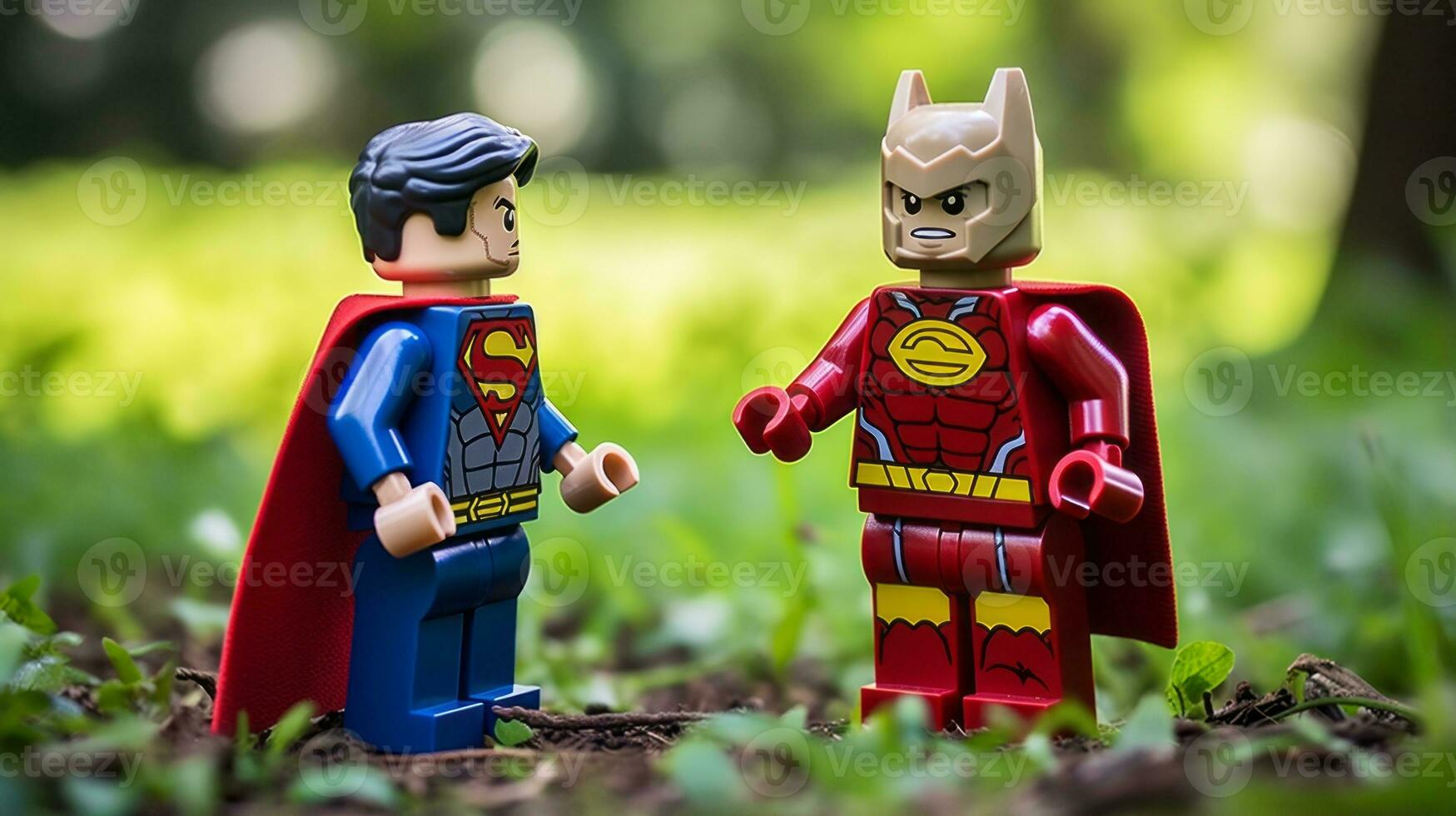 Lego heroes teaming up to save the world AI Generative photo