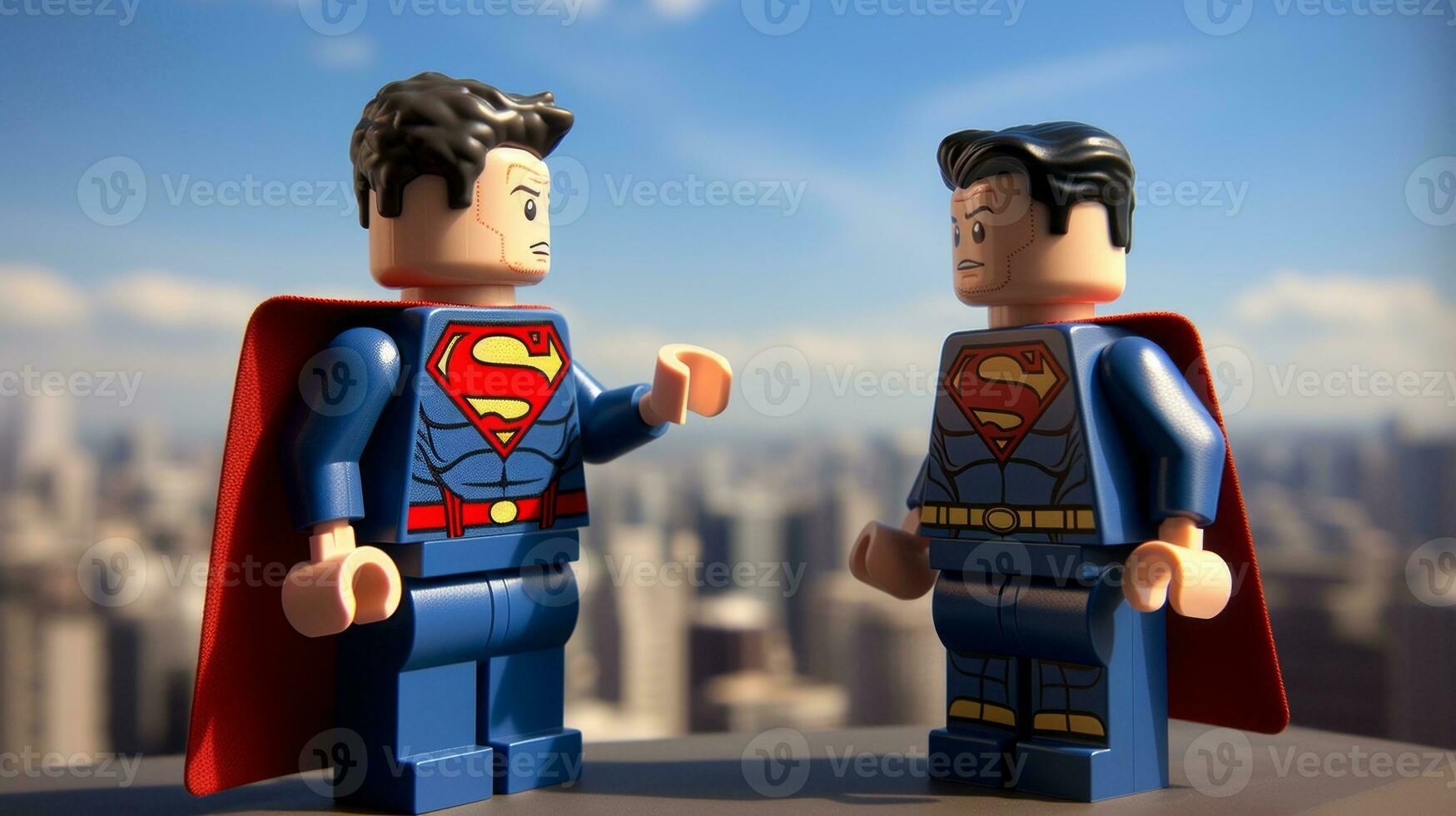 Lego heroes teaming up to save the world AI Generative photo