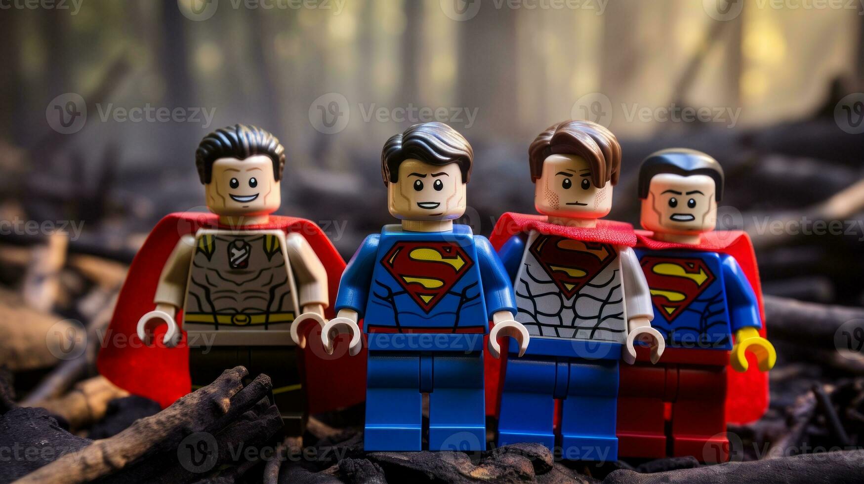 Lego heroes teaming up to save the world AI Generative photo