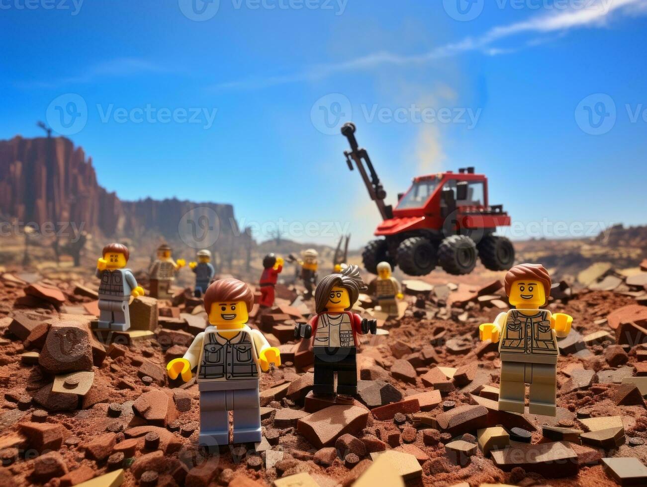 Lego héroes equipo arriba a salvar el mundo ai generativo foto