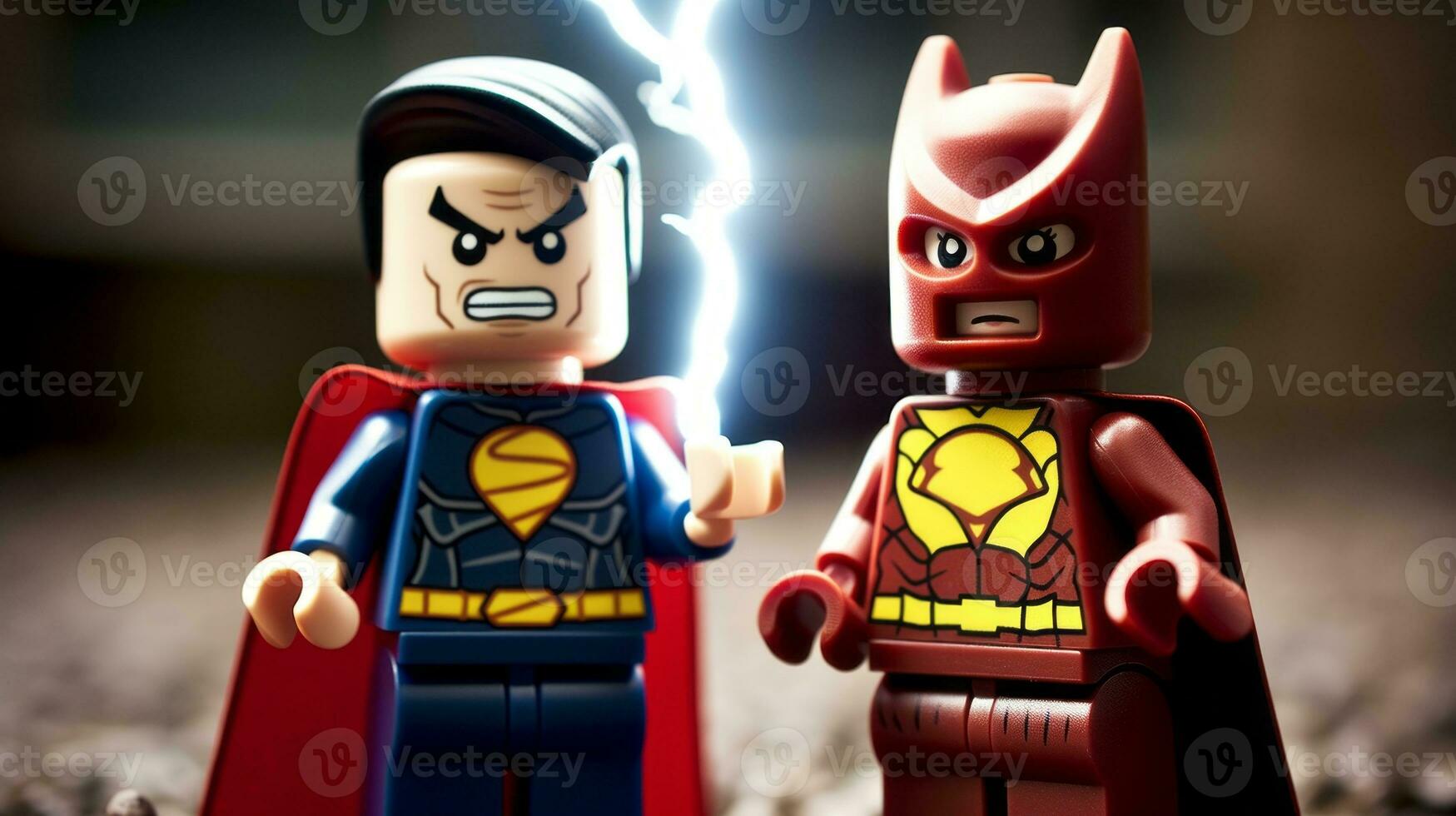 Lego heroes teaming up to save the world AI Generative photo