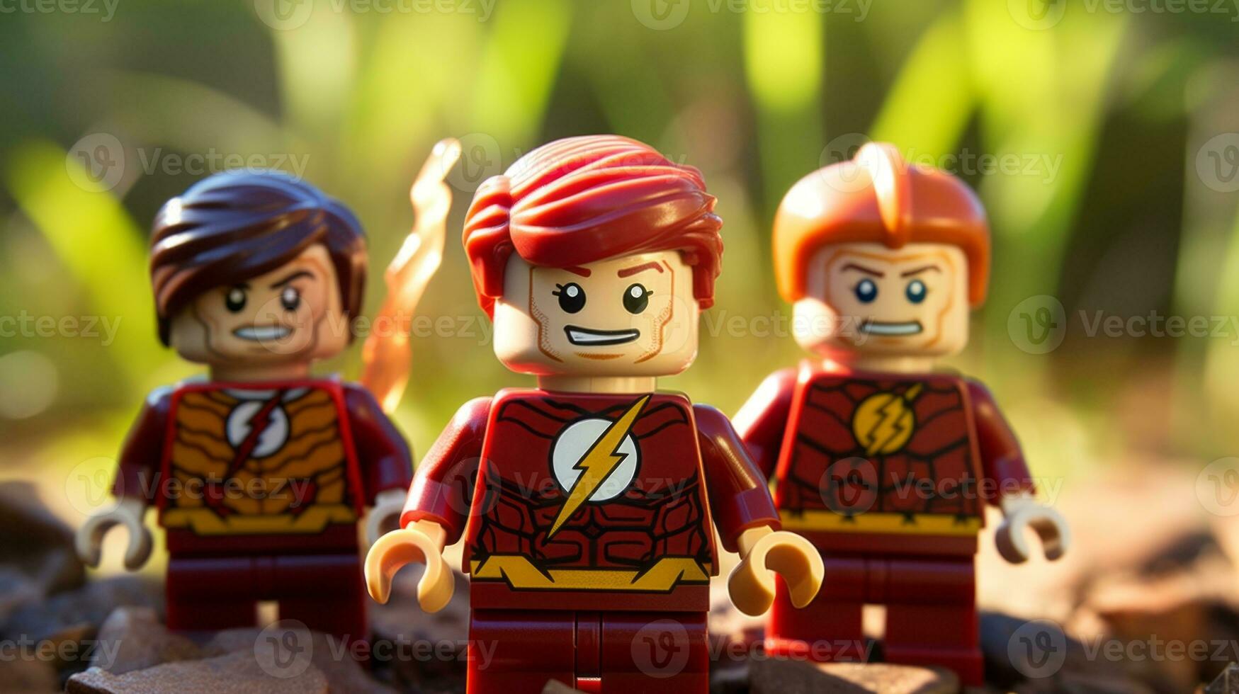 Lego heroes teaming up to save the world AI Generative photo