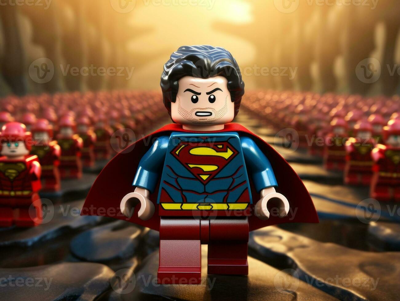 Lego heroes teaming up to save the world AI Generative photo