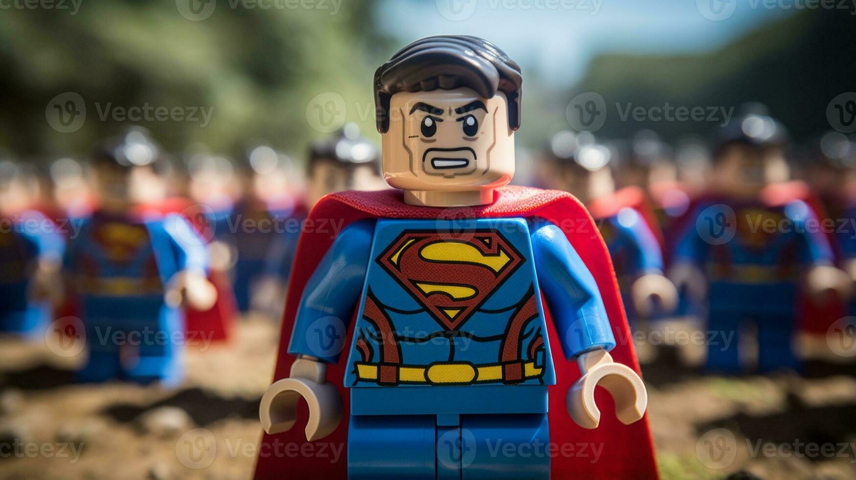 Lego heroes teaming up to save the world AI Generative photo