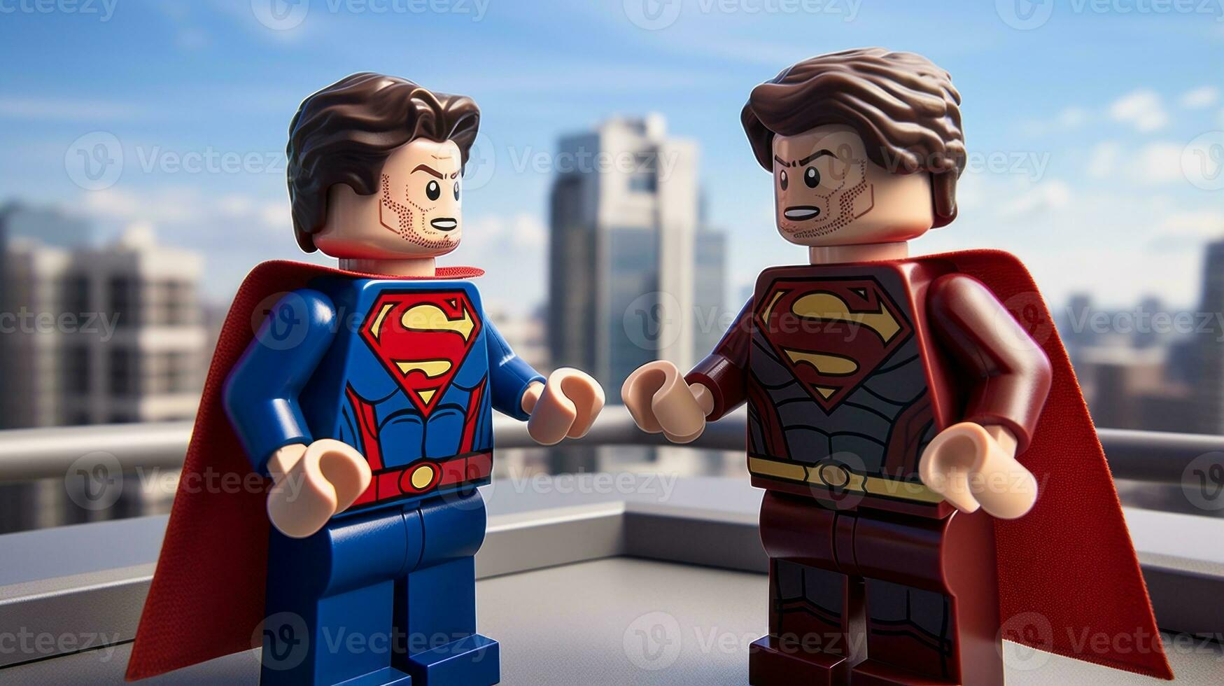 Lego heroes teaming up to save the world AI Generative photo