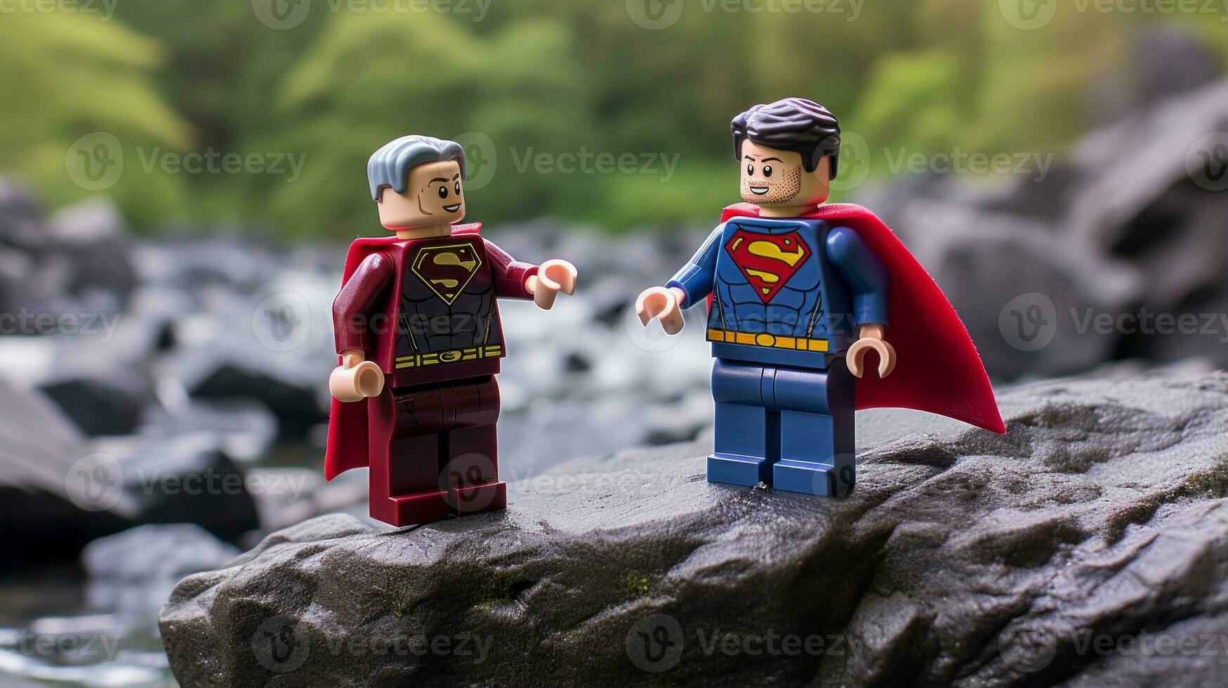 Lego heroes teaming up to save the world AI Generative photo