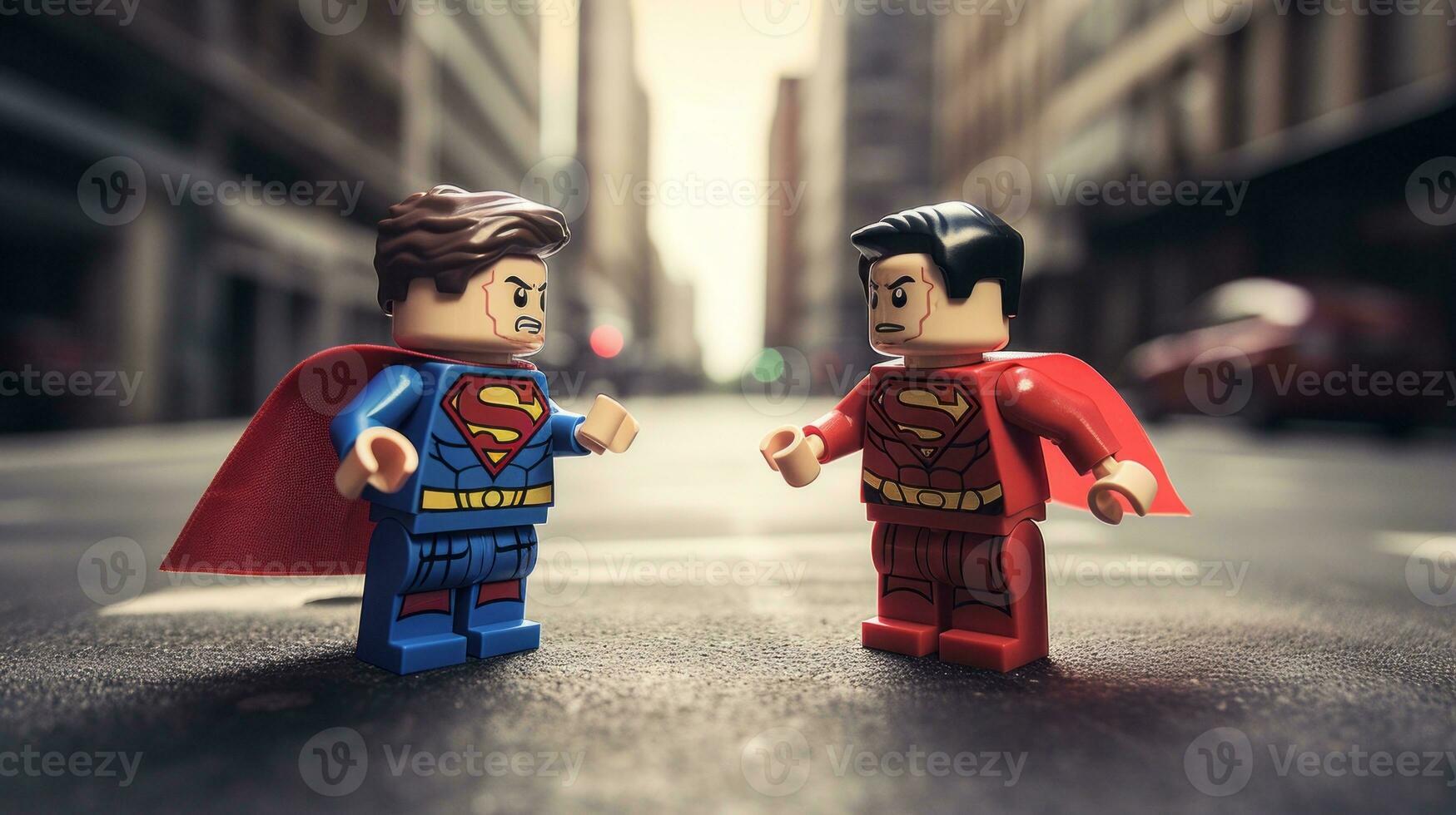 Lego heroes teaming up to save the world AI Generative photo