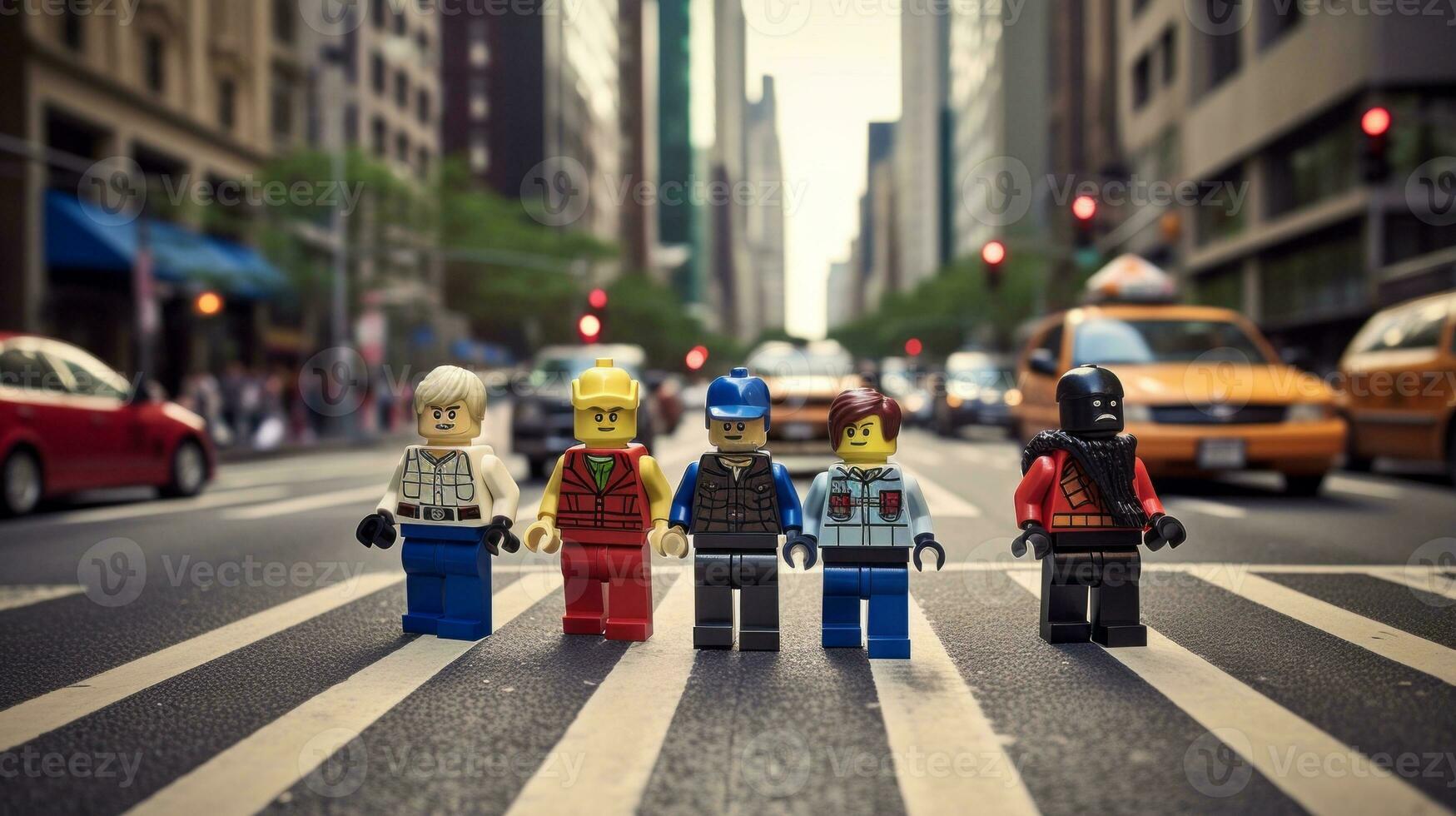 Lego heroes teaming up to save the world AI Generative photo