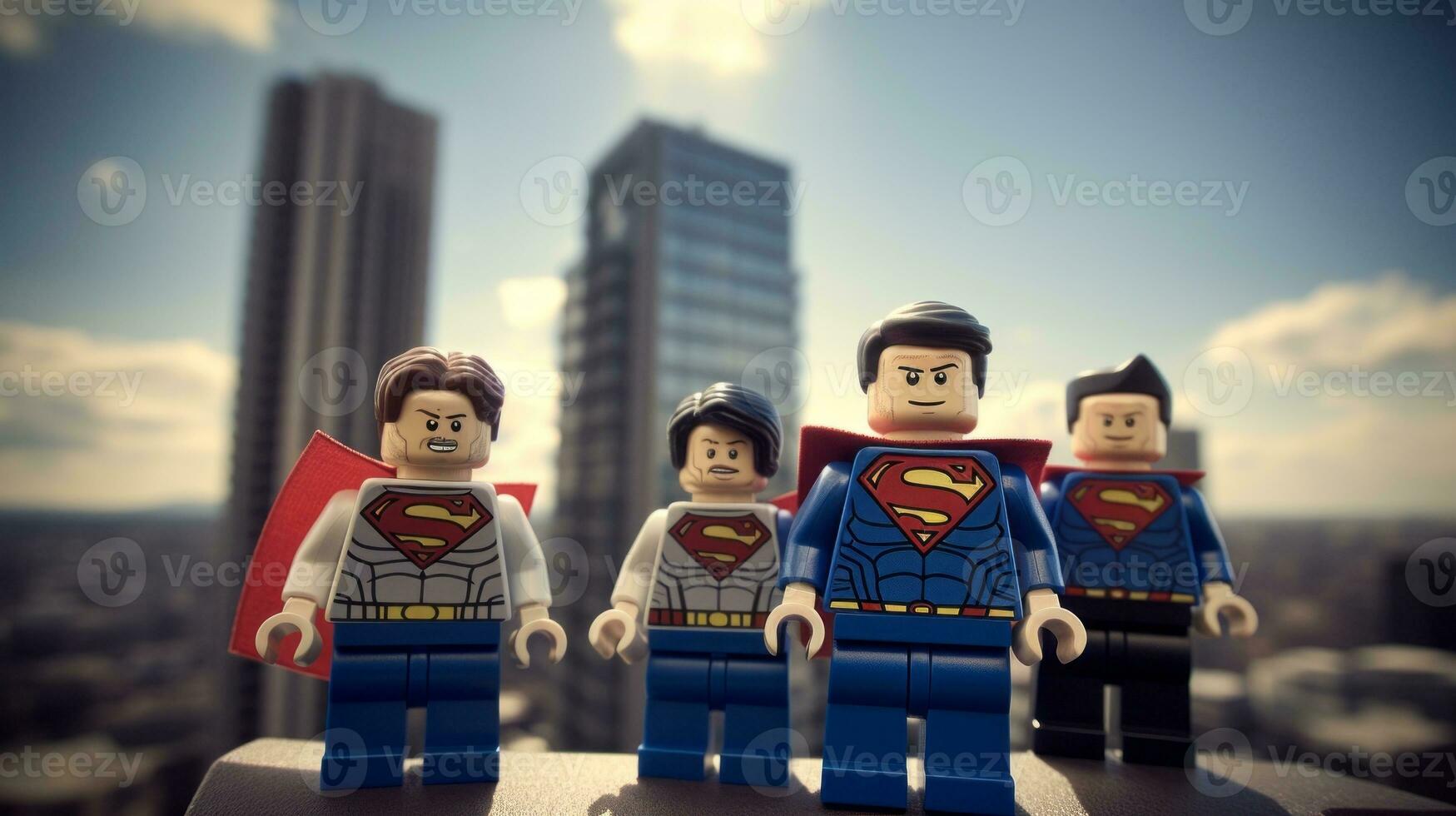 Lego heroes teaming up to save the world AI Generative photo