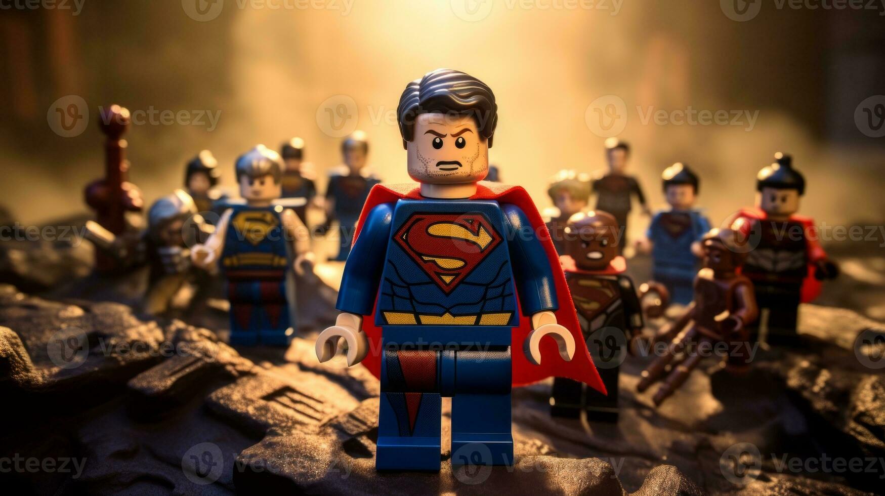 Lego heroes teaming up to save the world AI Generative photo