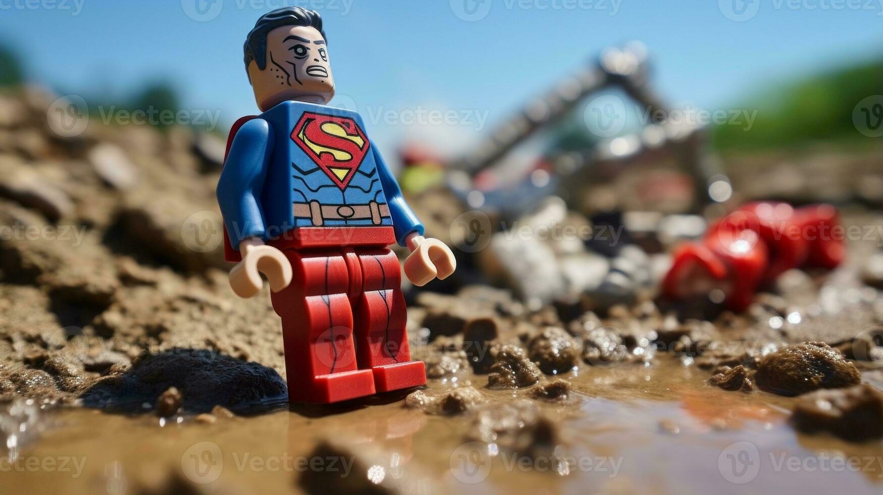 Lego heroes teaming up to save the world AI Generative photo