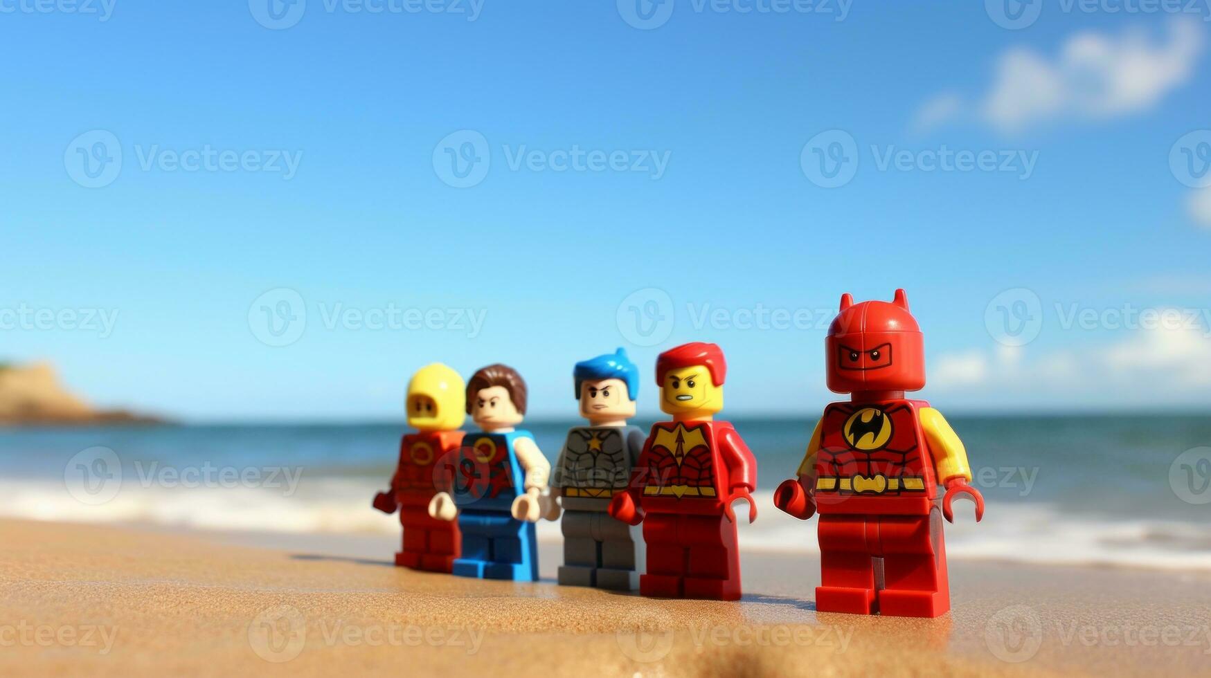 Lego heroes teaming up to save the world AI Generative photo