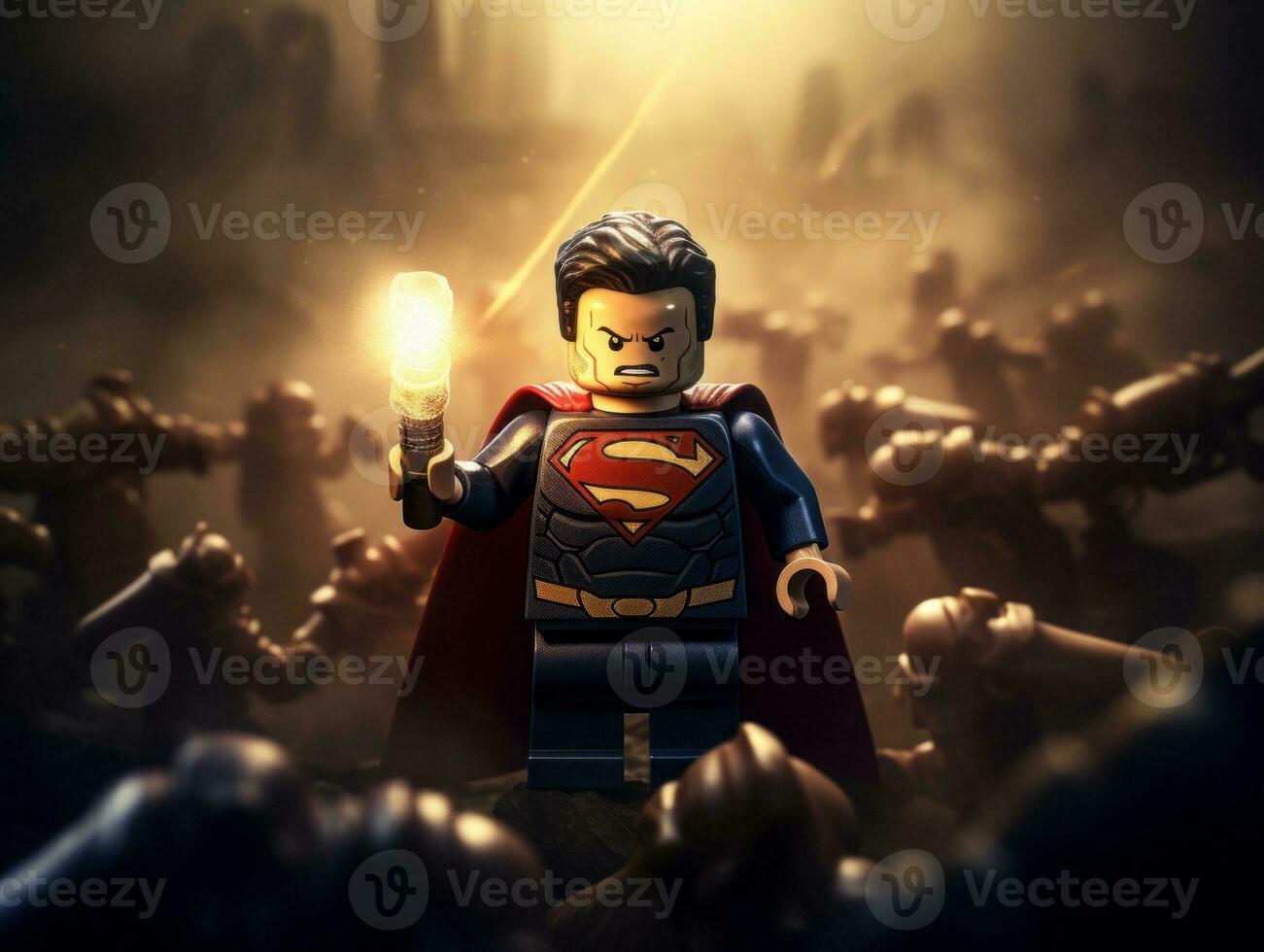 Lego heroes teaming up to save the world AI Generative photo