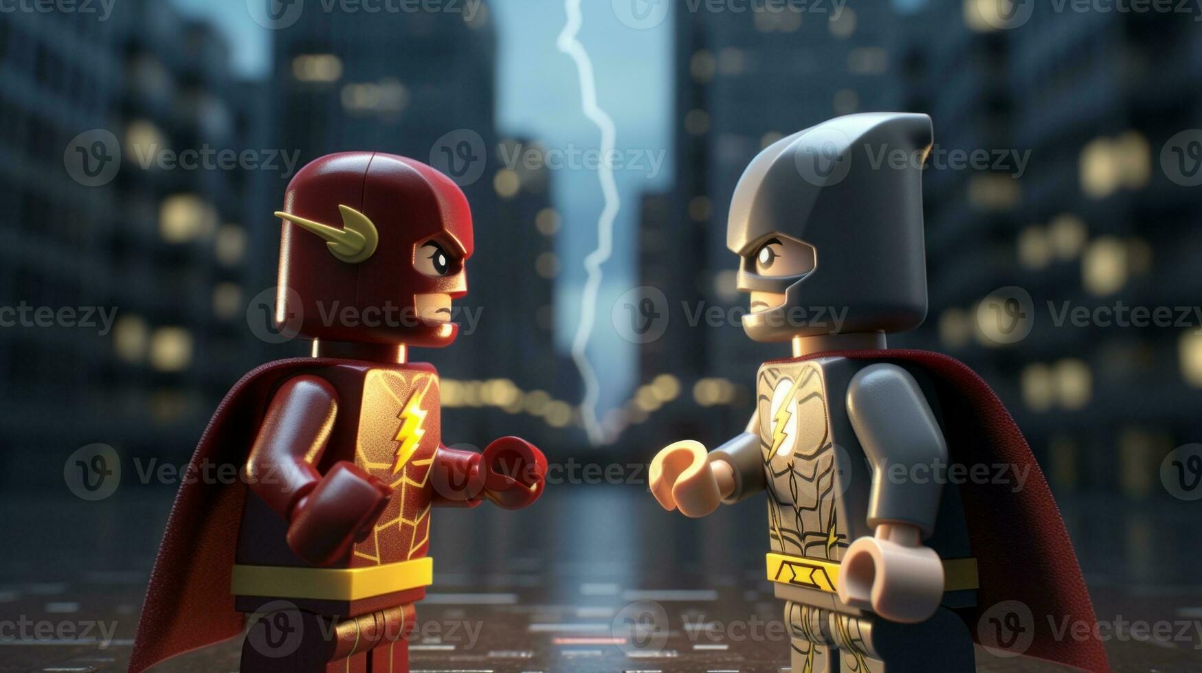 Lego heroes teaming up to save the world AI Generative photo