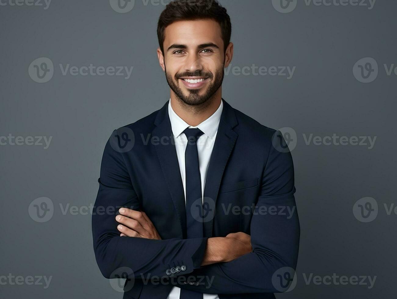 Smiling young man of Mexican descent dressed in an suit AI Generative photo