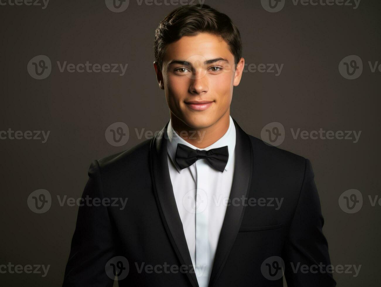 sonriente joven hombre de mexicano descendencia vestido en un traje ai generativo foto