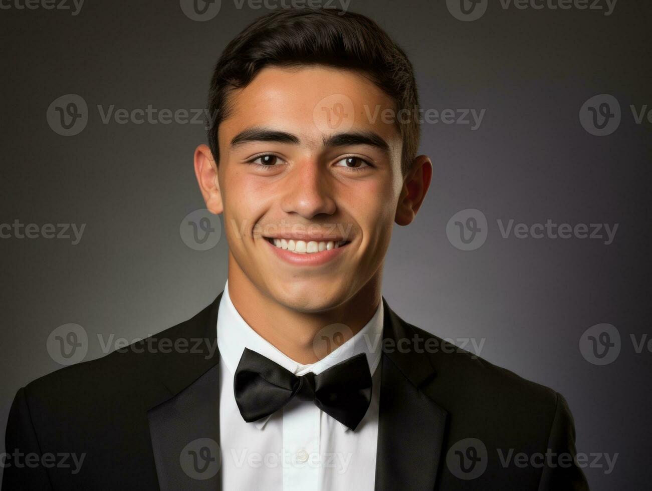 Smiling young man of Mexican descent dressed in an suit AI Generative photo