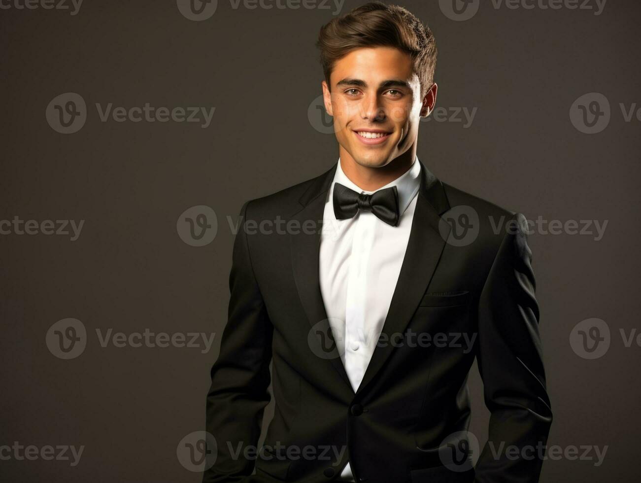 sonriente joven hombre de mexicano descendencia vestido en un traje ai generativo foto