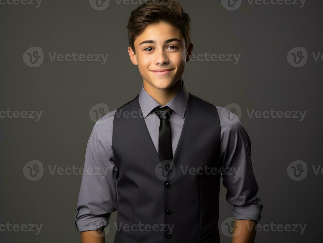 Smiling young man of Mexican descent dressed in an suit AI Generative photo