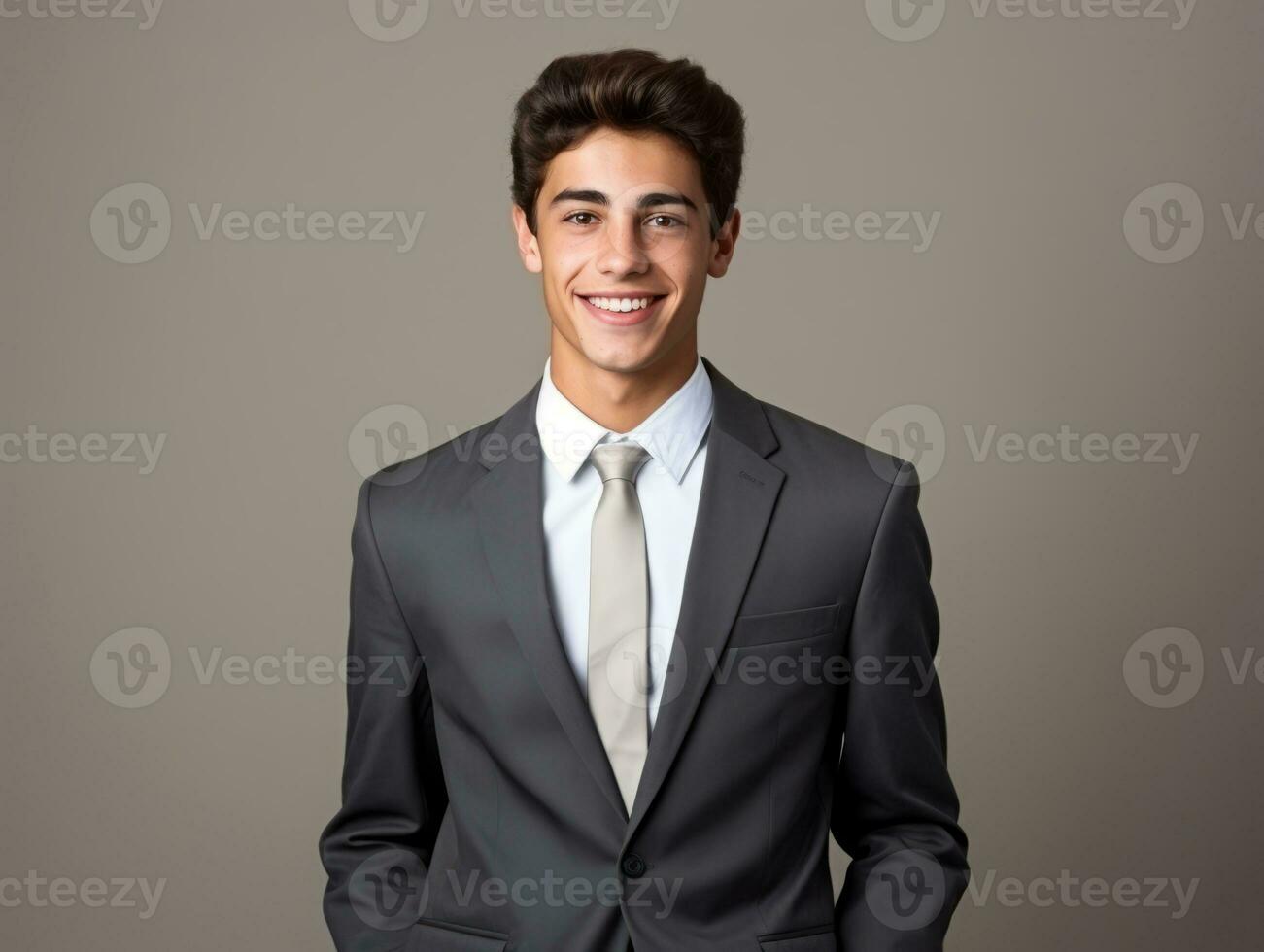 Smiling young man of Mexican descent dressed in an suit AI Generative photo