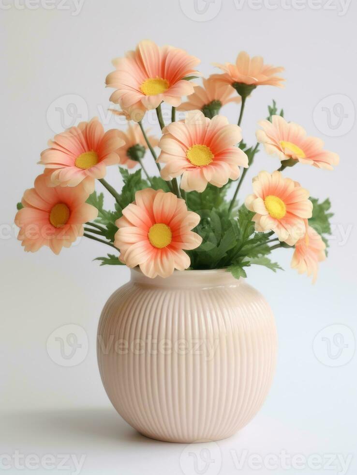 Flowers in pot on white background AI Generative photo