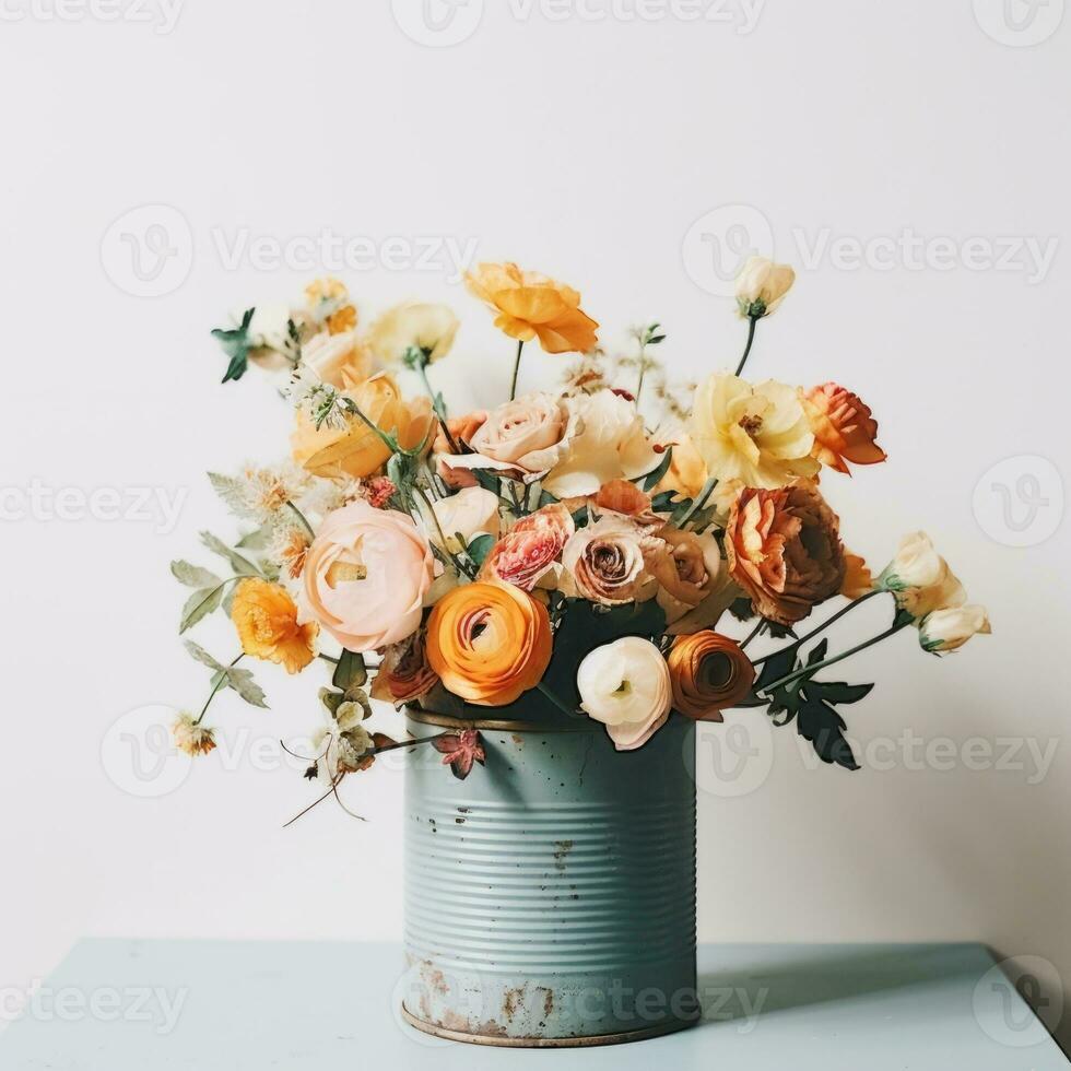 Flowers in pot on white background AI Generative photo
