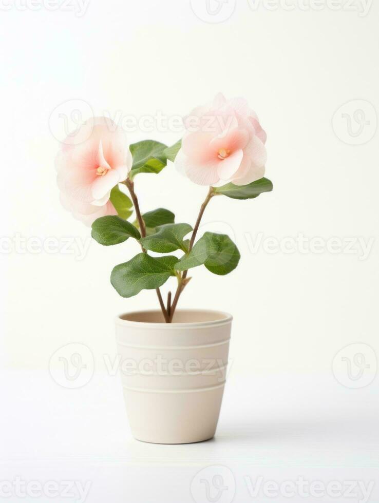 Flowers in pot on white background AI Generative photo