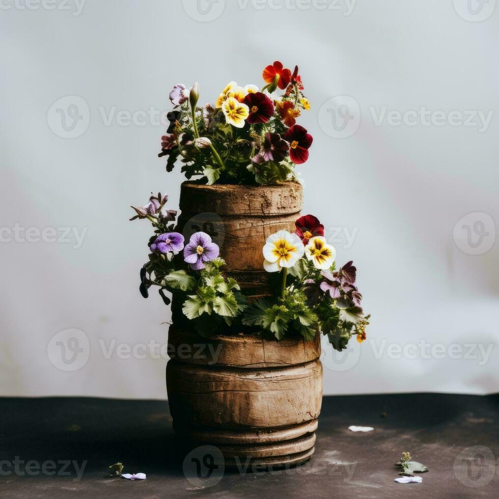 Flowers in pot on white background AI Generative photo