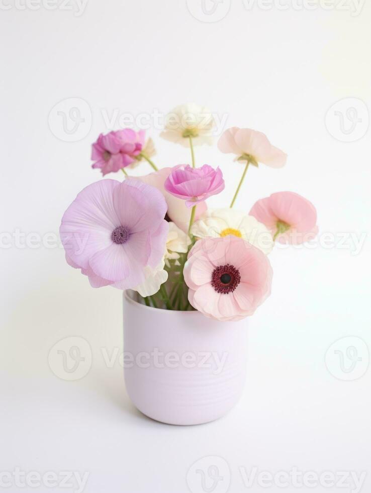 Flowers in pot on white background AI Generative photo