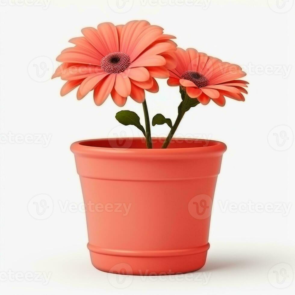 Flowers in pot on white background AI Generative photo