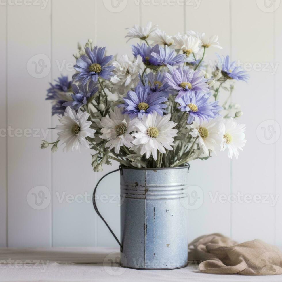 Flowers in pot on white background AI Generative photo