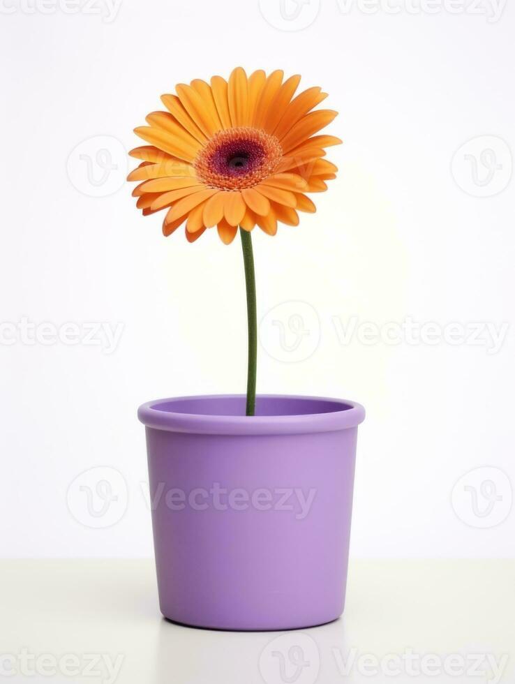 Flowers in pot on white background AI Generative photo