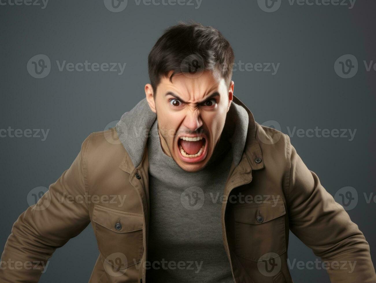 Man of European appearance who appears to be furious AI Generative photo