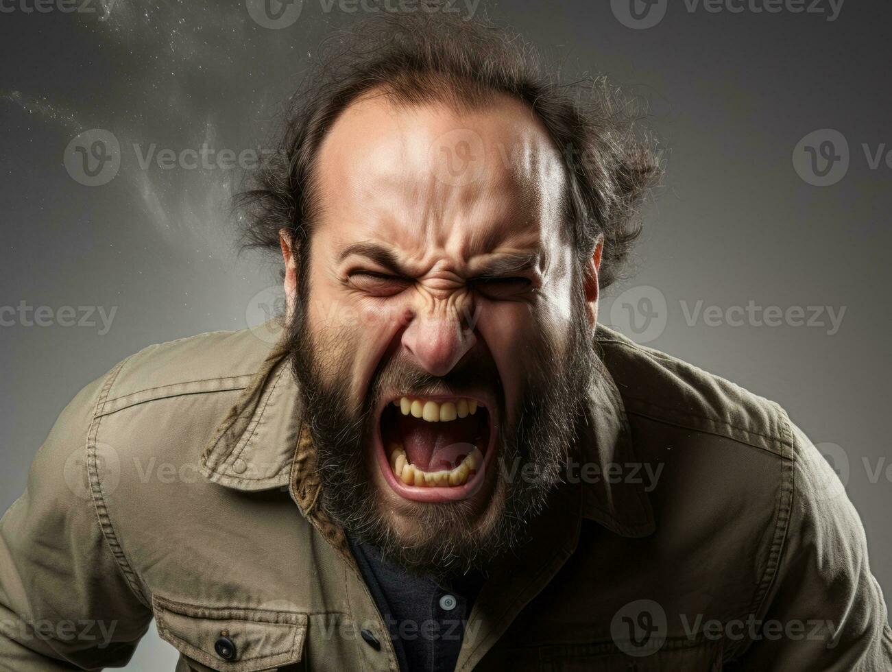 Man of European appearance who appears to be furious AI Generative photo