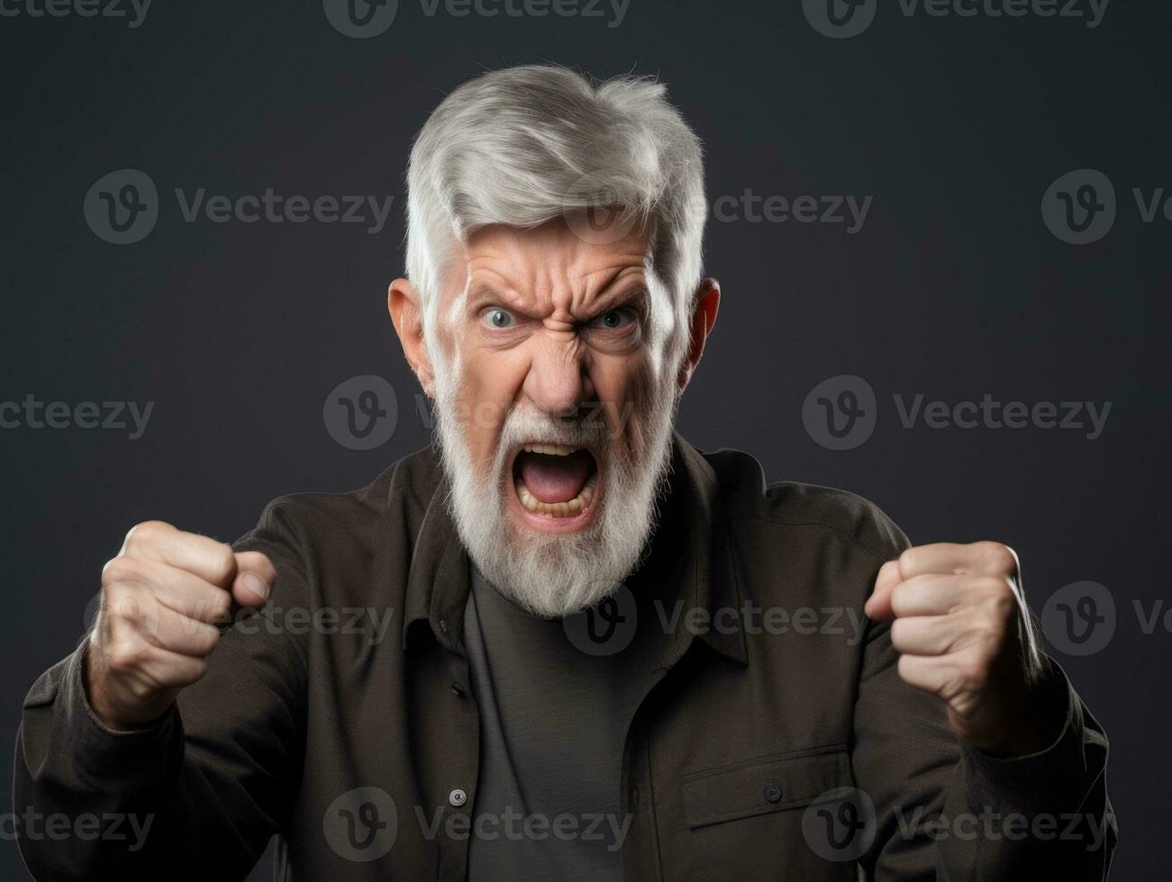 Man of European appearance who appears to be furious AI Generative photo