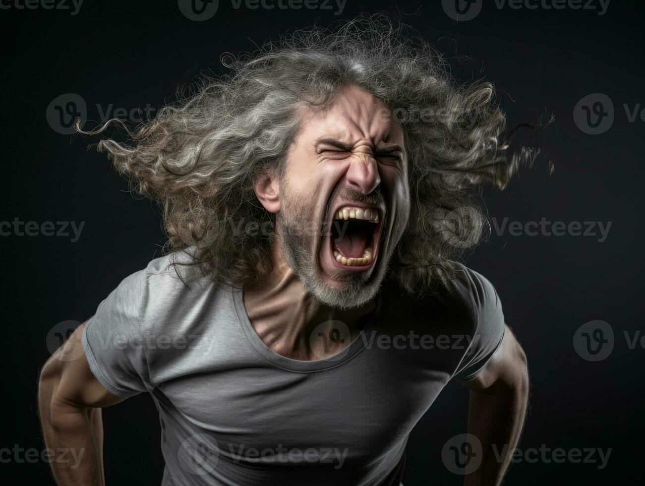 Man of European appearance who appears to be furious AI Generative photo
