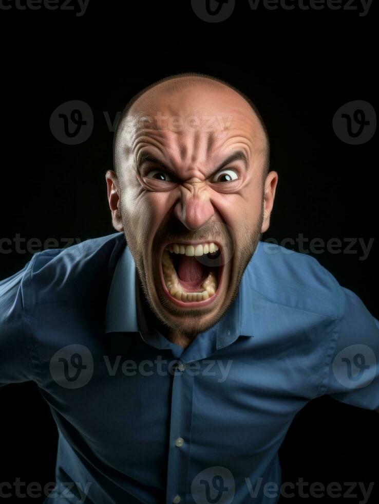 Man of European appearance who appears to be furious AI Generative photo