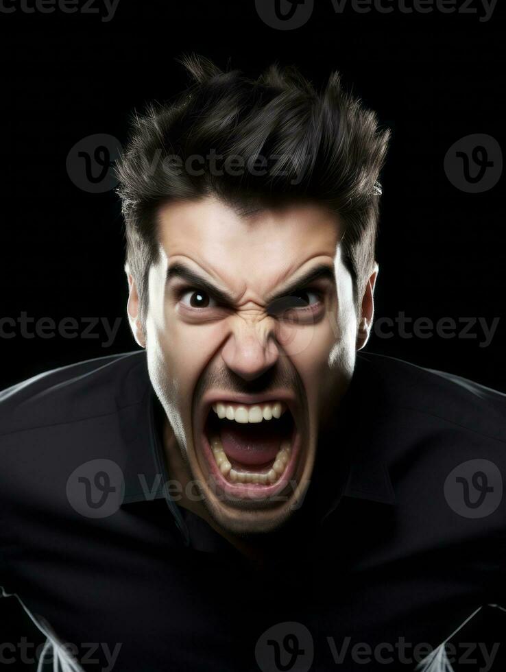 Man of European appearance who appears to be furious AI Generative photo