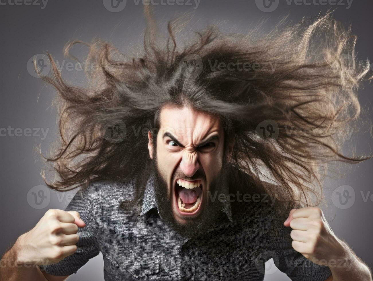 Man of European appearance who appears to be furious AI Generative photo