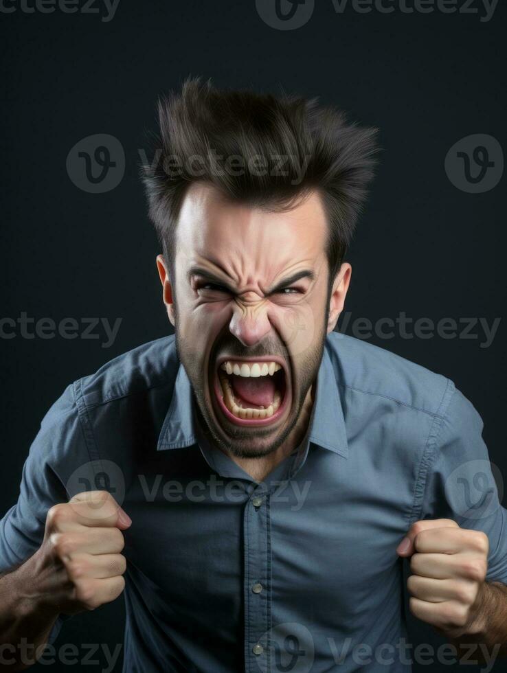 Man of European appearance who appears to be furious AI Generative photo