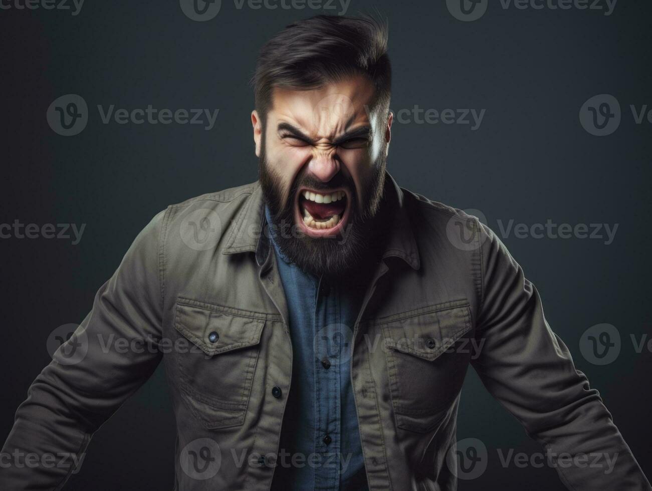 Man of European appearance who appears to be furious AI Generative photo