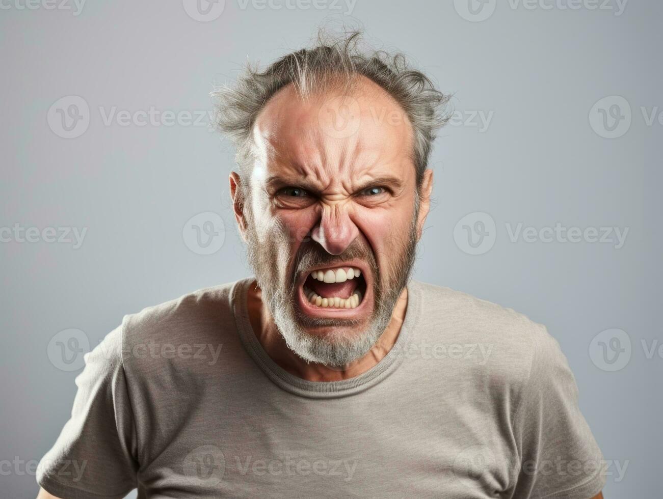 Man of European appearance who appears to be furious AI Generative photo