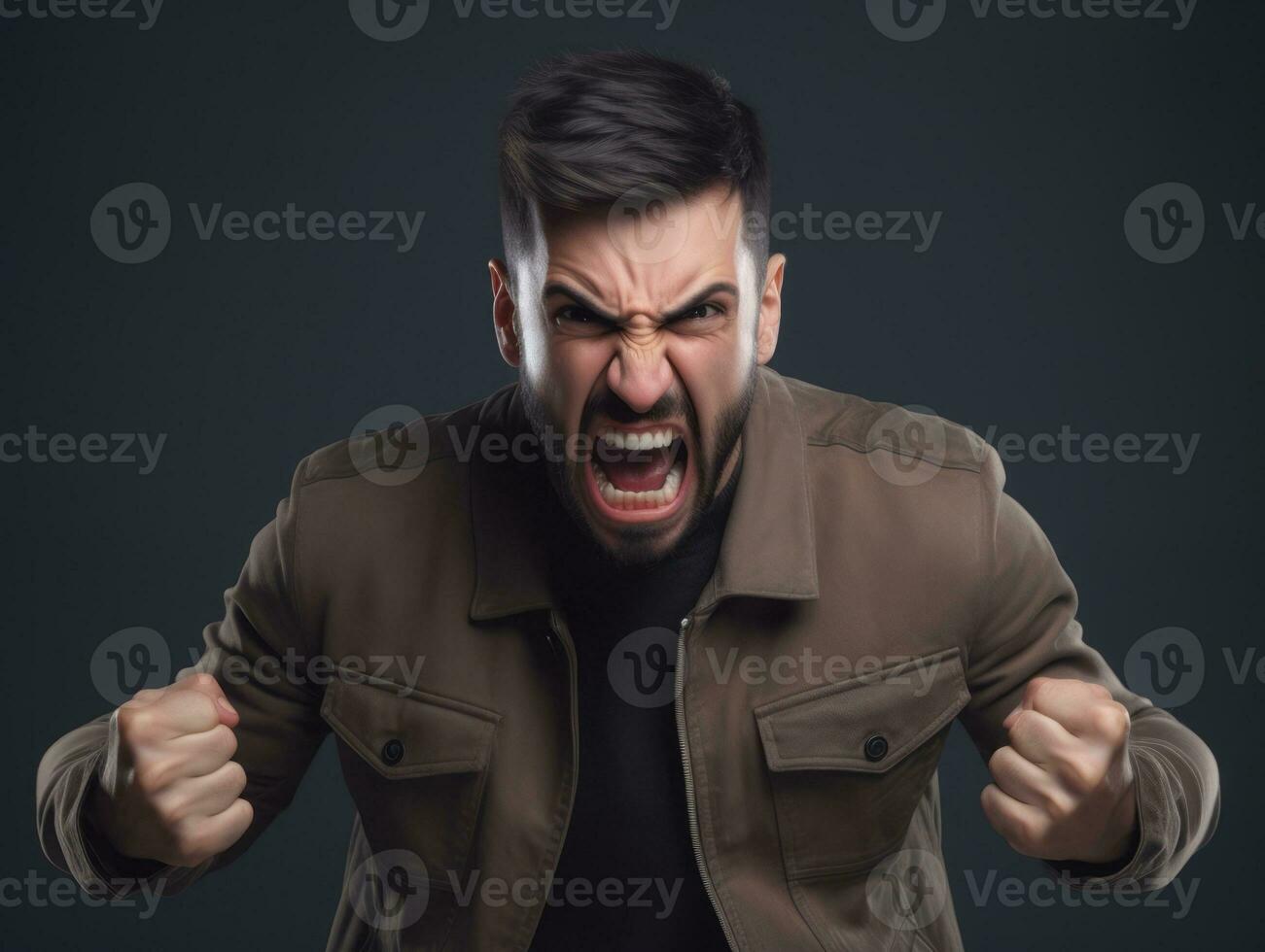 Man of European appearance who appears to be furious AI Generative photo