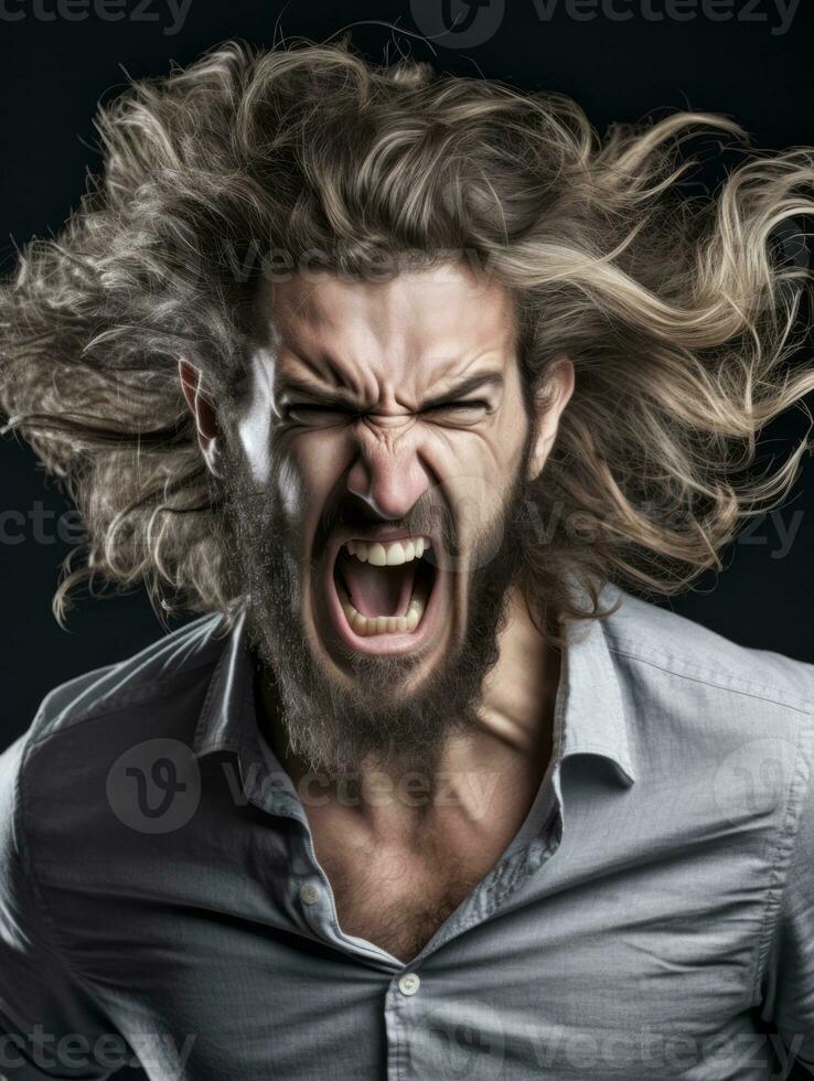 Man of European appearance who appears to be furious AI Generative photo