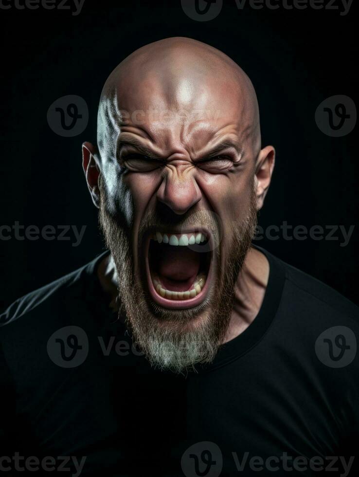 Man of European appearance who appears to be furious AI Generative photo