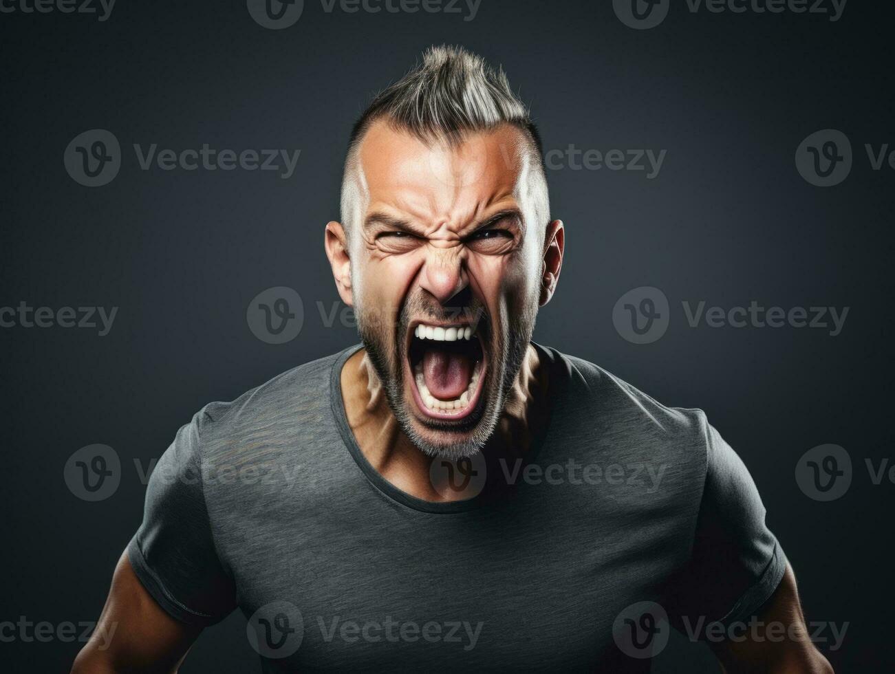 hombre de europeo apariencia quien aparece a ser furioso ai generativo foto
