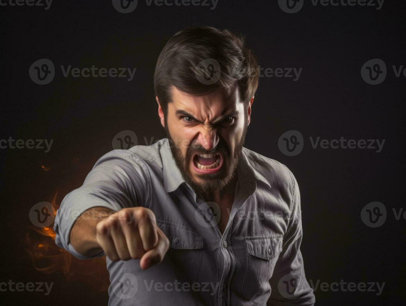 Man of European appearance who appears to be furious AI Generative photo
