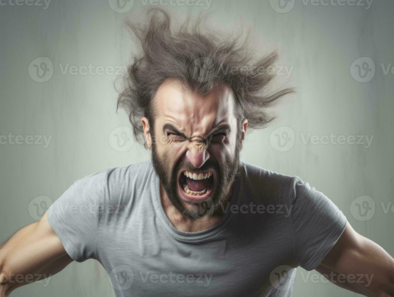 Man of European appearance who appears to be furious AI Generative photo