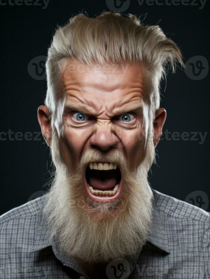 Man of European appearance who appears to be furious AI Generative photo